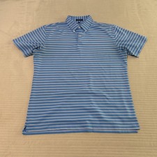 Peter Millar Golf Polo Shirt Mens Size XL Blue Striped Crown Crafted