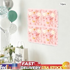 3D Flower Wall Panel-12pcs Artificial Flower Wall Background Silk Rose Wedding