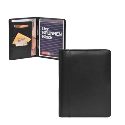 ESQUIRE Schreibmappe A5 Leder schwarz mit Schreibblock Tagungsmappe BUSINESS Neu - Bild 1 von 4
