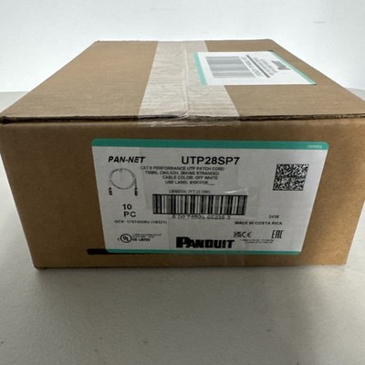 Panduit UTP28SP7 Cat6 28 AWG Network Patch Cable/Cord, 7 Ft Off-White , 10 Pack