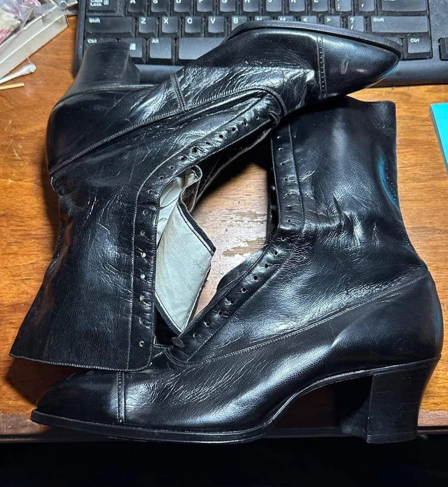 Antique The Selby Shoe Co. Edwardian Victorian Lace Up Black Boots New w/Issues - Image 2 of 4