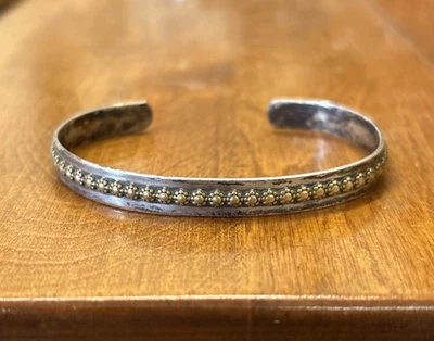Vintage Native American Sterling Silver Bracelet Navajo SIGNED D.D.BACA - Image 1 of 4