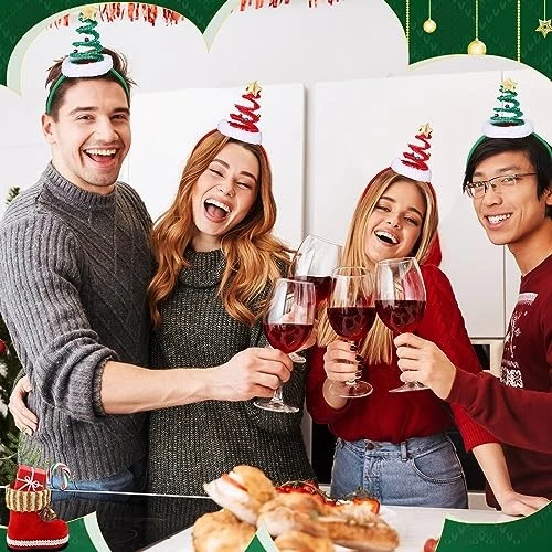  12 Piezas Diademas Árbol de Navidad con Campanas Estrella Primavera Navidad Papá Noel  Foto 2 de 4