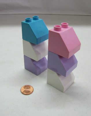 Lego Duplo Block Multi Color 2X2X2 Slope Ramp Brick 6 Block Building Lot #2