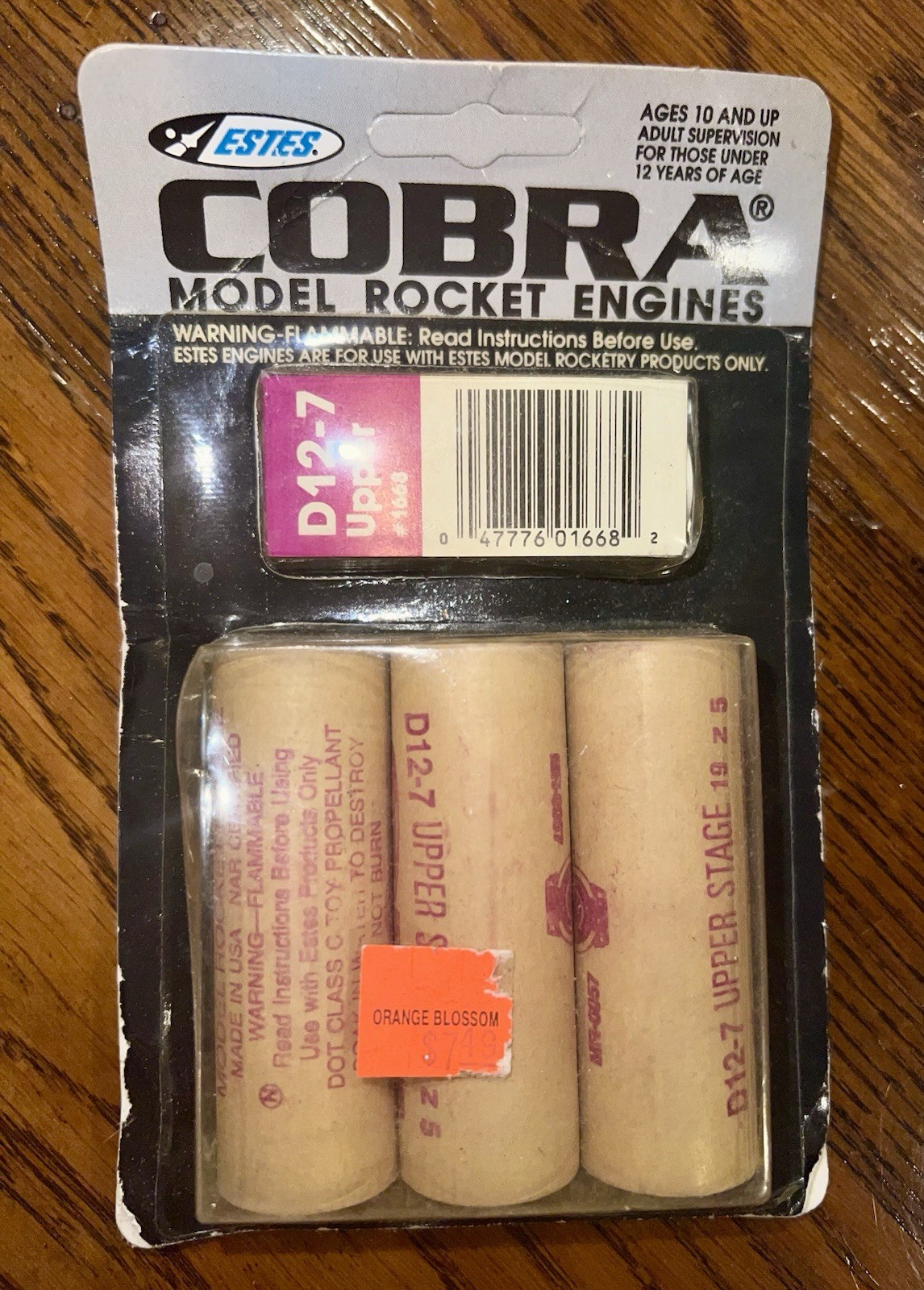 Vintage Estes Cobra D12-7 Upper Stage Model Rocket Engines #1668 Sealed 3 Pack