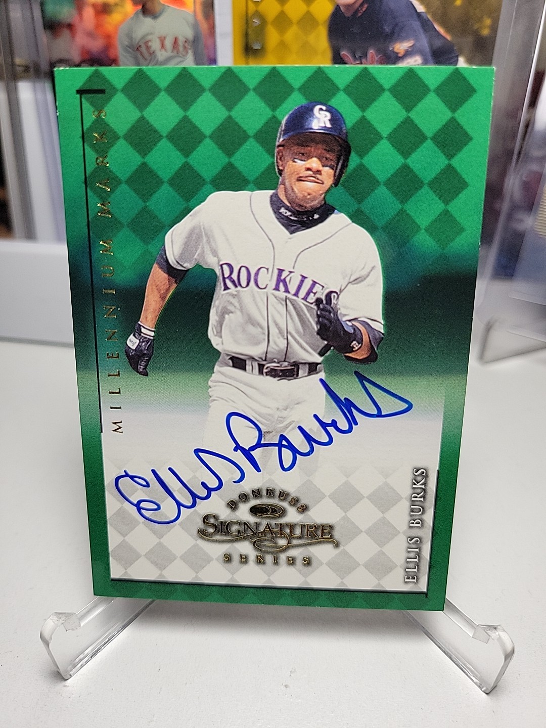 1998 Donruss Signature Series Autographs Ellis Burks Millennium Marks /1000 (AU)