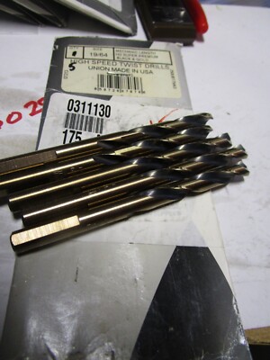 19/64'' Hi-Moly 135 Split Point Black and Gold Mechanics Drill QTY 5