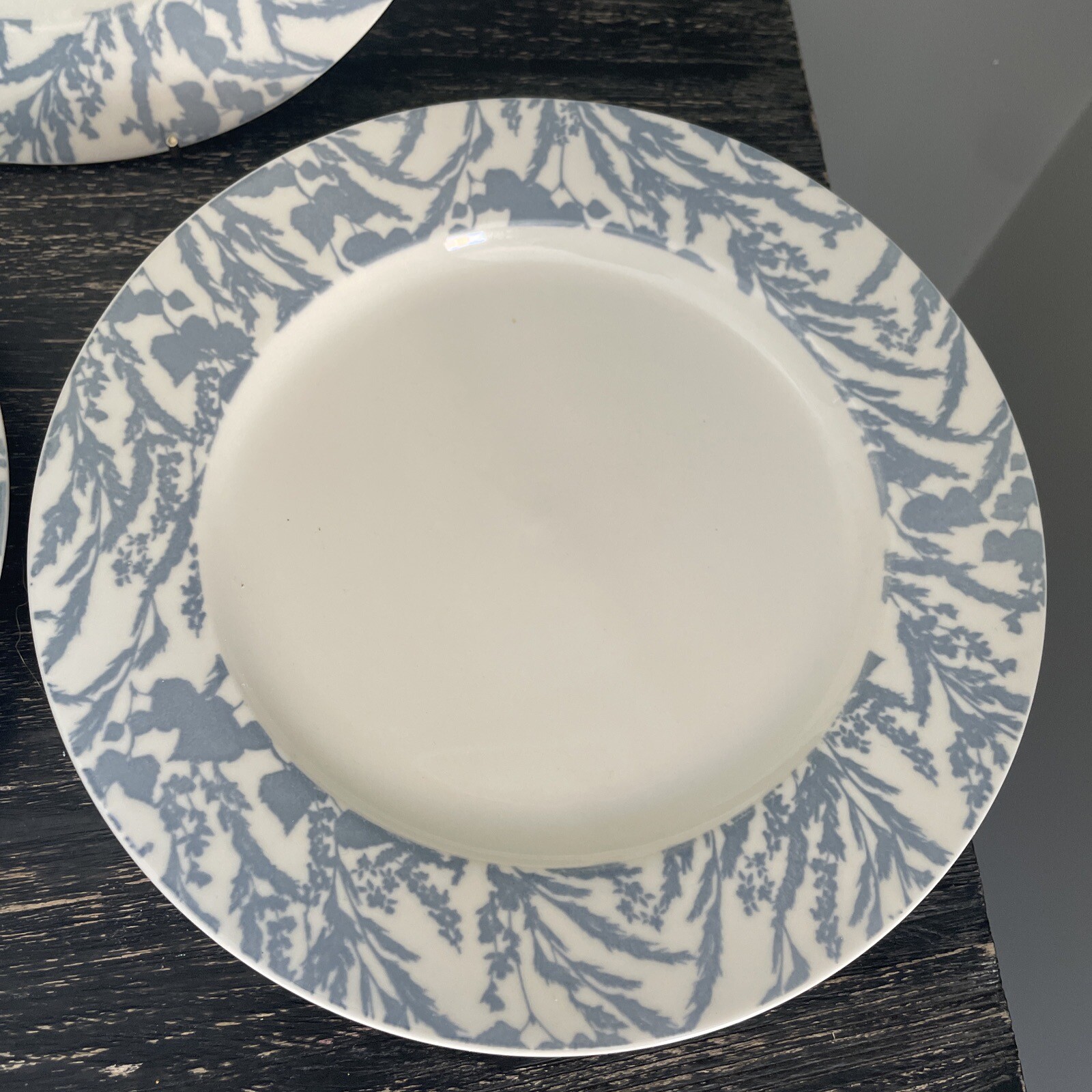 Sainsbury set of three dinner plates with grey wildflower floral design