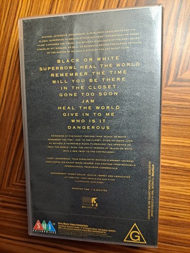 Michael Jackson Dangerous The Short Films Video Cassette Australian Pressing 93 - Picture 2 of 6
