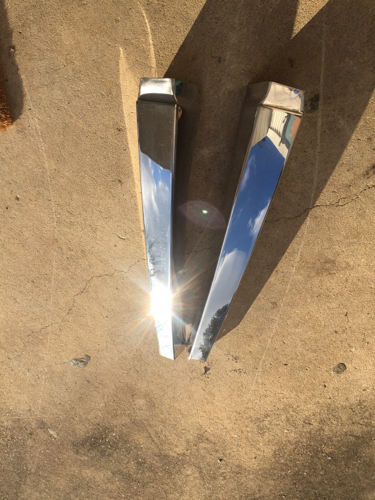 1986 Rolls Royce Silver Spur Outer B Pillar Covers Chrome Stainless