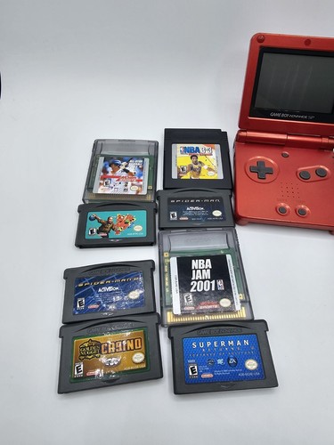 Nintendo Game Boy Advance SP Handheld System - Red With 9 Games And Charger - Picture 8 of 24
