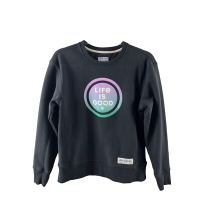 Life is Good Women's LIG Coin Simply True Fleece Pullover Sweatshirt XS  Black - Main Image