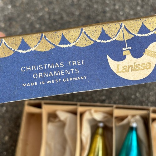 Lanissa Tear Drop Glass Christmas Tree Ornaments in Box 3 Vintage West Germany - Picture 5 of 5