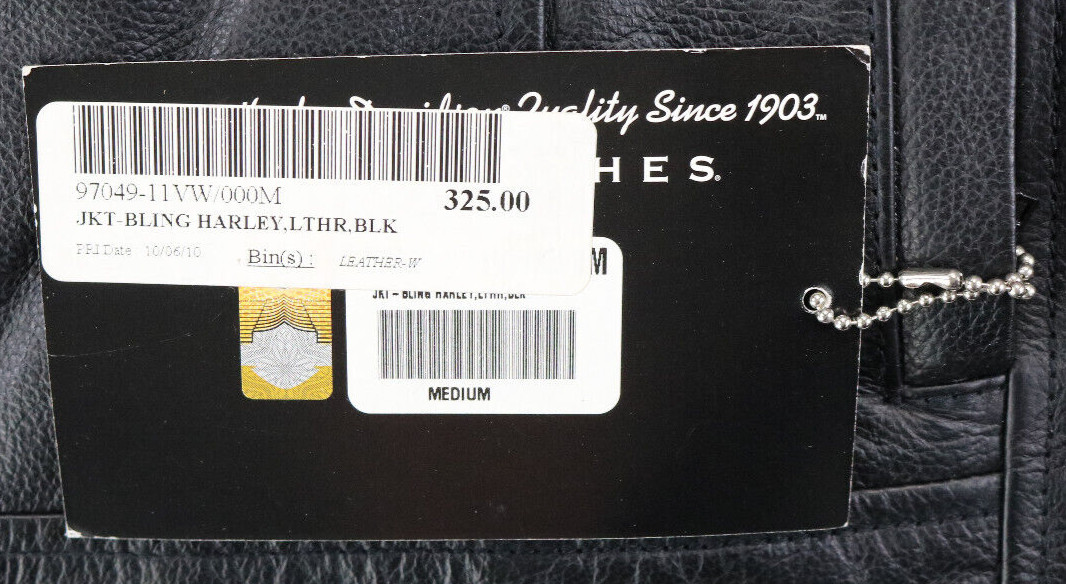 harley davidson jacket M black leather soft zip pockets Bling bar zip nwt 97049 image 8