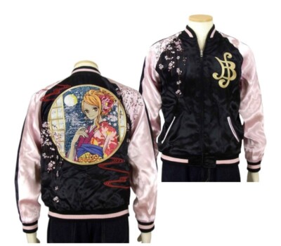 Sukajan ONE PIECE Nami Sakura Black Light Pink OPSJ-011 Embroidery