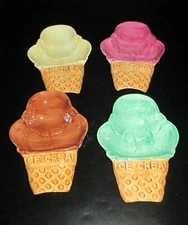 Vintage Lotus Ceramic Ice Cream Bowls-Set of 4