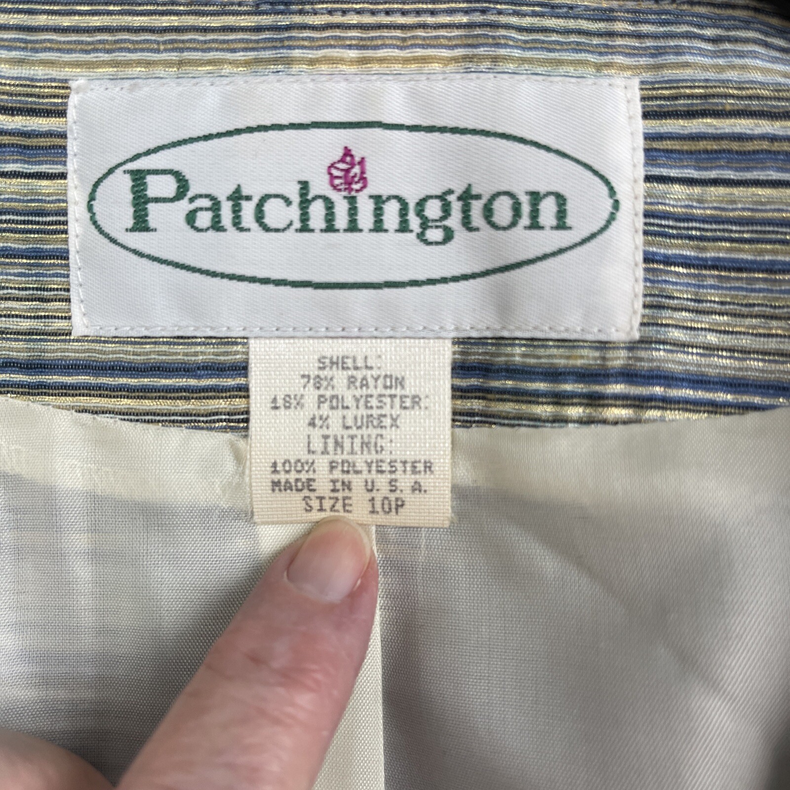 PATCHINGTON Jacket Stripped Gold Thread One Butto… - image 2