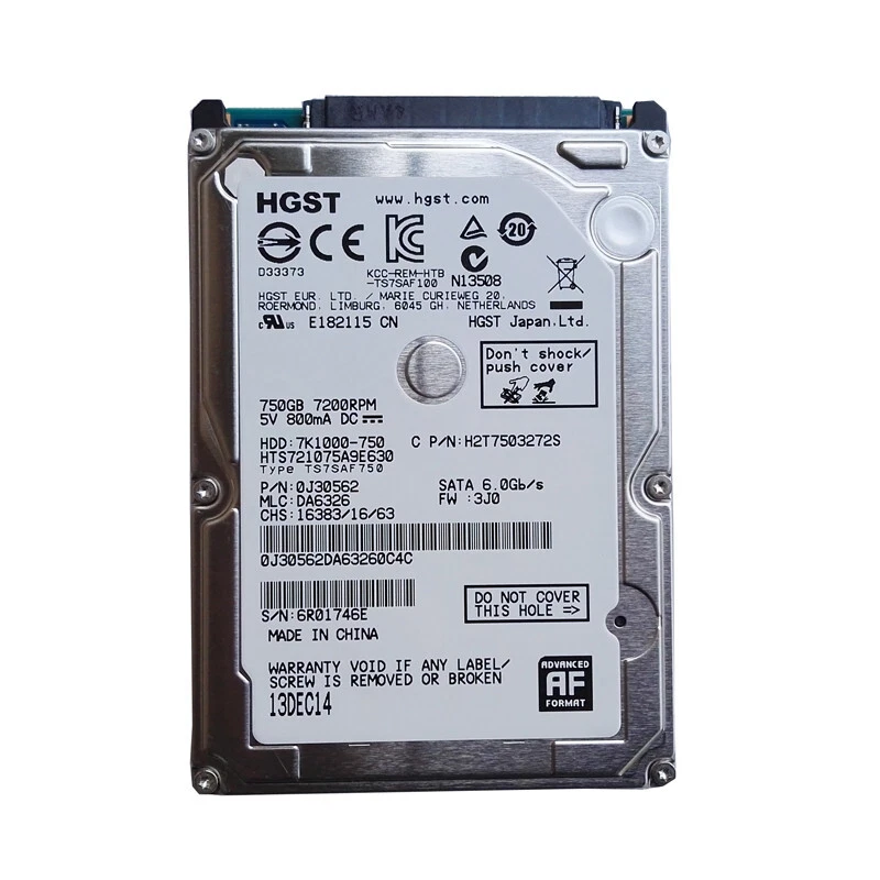 Hitachi 750GB HTS721075A9E630 7200RPM 16MB SATA 2.5" Laptop Hard Disk Drive - Image 4 of 4