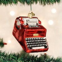 Old World Christmas Red Vintage Typewriter Glass Ornament 32256 Free Box Old World Christmas Red Vintage Typewriter Glass Ornament 32256 Free Box
