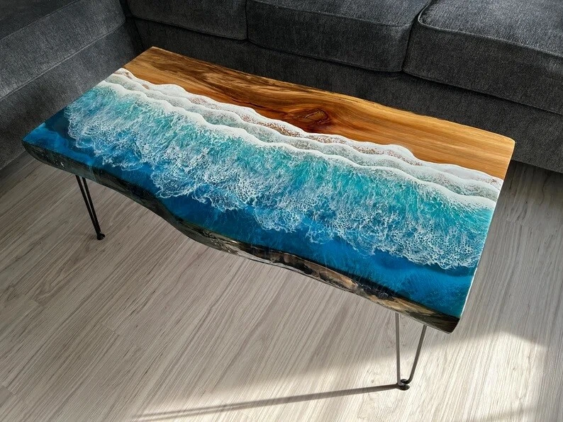 Ocean Epoxy Resin Coffee Table | Epoxy resin table for Home Decor - Image 2 of 4