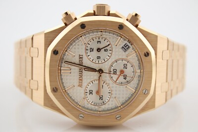 AP Royal Oak 50th Anniversary Silver Dial 18k RG Chrono 41mm Watch 26240OR