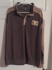 vintage stand collar deer antler patch pullover longsleeve size 2xl
