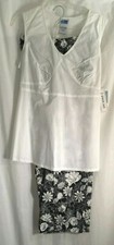 Maternity top pants set M Summer Outfit flowers Black White NEW