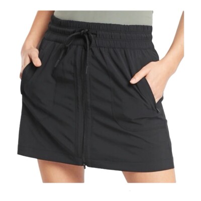 ATHLETA NWT Expedition Skort Black Athleisure Zip Front Built In Shorts Size 8