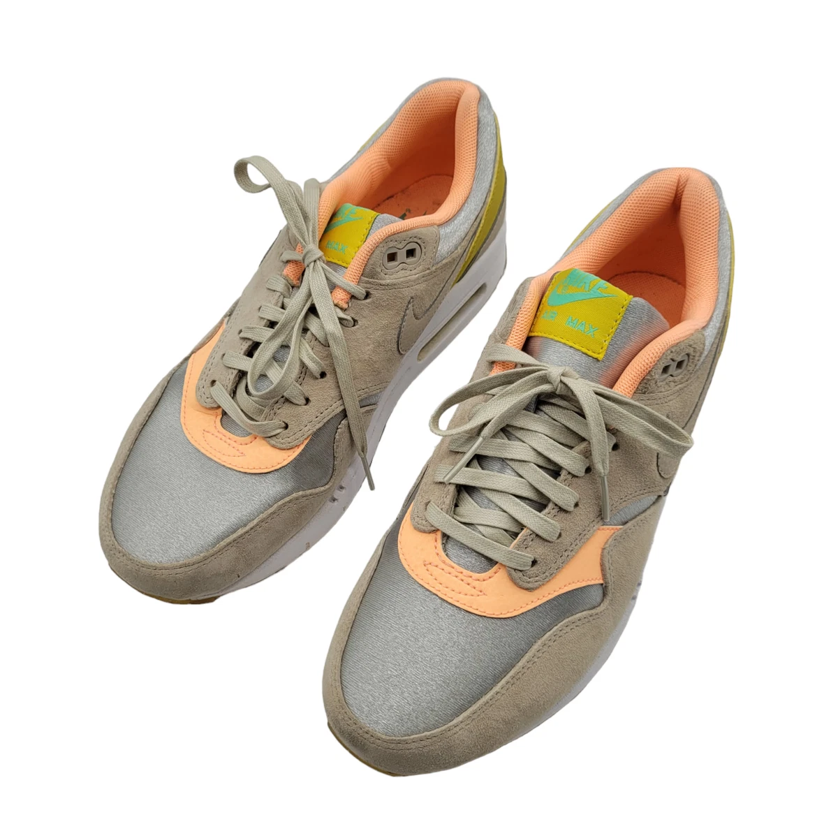 Nike Air Max 1 Prem Womens Sz 8 Sunset Glow Silver Orange 454746 006 sneakers