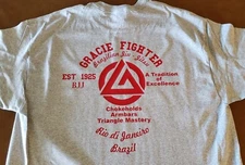2 Sided Brazilian Jiu-Jitsu Gracie T shirt UFC MMA Pride Fighting Fight 
