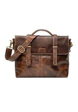 SANEKI Mens Briefcase Genuine Leather Business Bags Vintage-Style Light Brown