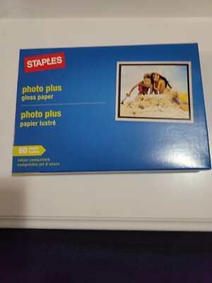 Staples 648177 Photo Plus Gloss Photo Paper , 60-pack 4x6 New