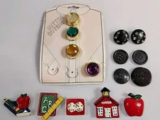 Vintage Lot Jeweled School Themed Clothing Button Covers & Buttons Rhinestone