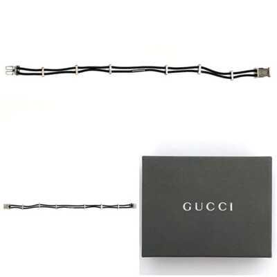 Gucci wire belt ec-23105 black silver hardware good  display picture 1