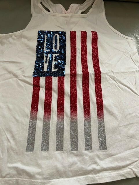 girl american flag cotton top tank shirt size 10 12 school beach party spring 