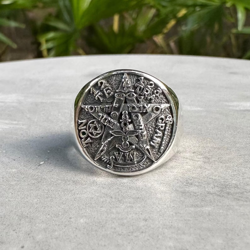 Handcrafted 925 Sterling Silver Tetragrammaton YHVH Jewish Hebrew God Ring - Picture 3 of 5