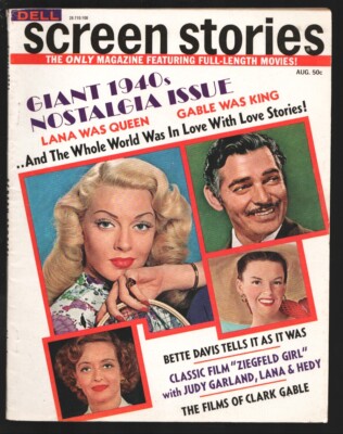 MAG: Screen Stories 8/1971-Dell--Clark Gable-Lana Turner-Judy Garland-Bette D...