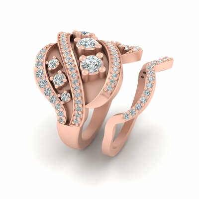 Classic Art Nouveau Engagement Ring Set Simulated Stone - Main Image
