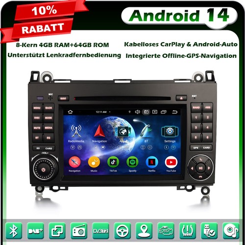 Android 14 Autoradio GPS CD Mercedes A/B Klasse W169 W245 Sprinter Viano Crafter