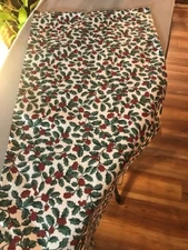 Custom-made w/Longaberger TRADITIONAL HOLLY Christmas Xmas fabric Table runner