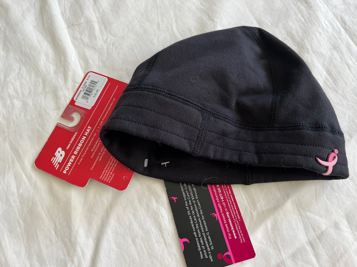 NWT NEW BALANCE BLack Power Ribbon HAT RUN CAP QUICK DRY BLACK OS