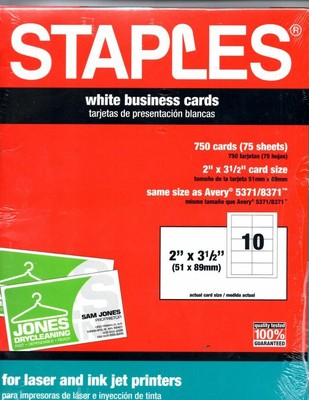 Staples Inkjet Laser Business Cards 2 X 3 1 2 White 750 Cards Ebay