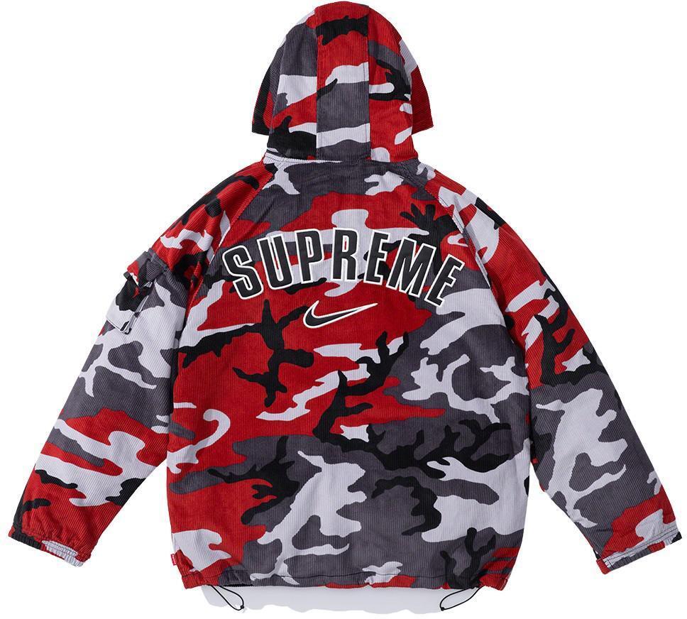 Supreme Nike Arc Corduroy Hooded Jacket RED CAMO MEN'S SMALL In Hand