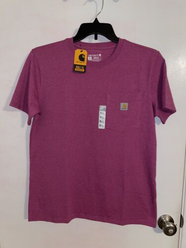 NEW Carhartt Purple Pink Loose Fit Heavyweight S/S Pocket T-Shirt Women’s Medium