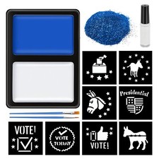Blue White Face Paint Kit, 2 Color Water-Based Patriotic Face Paint Blue White