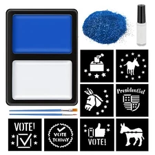  Blue White Face Paint Kit, 2 Color Water-Based Patriotic Face Paint Blue+White
