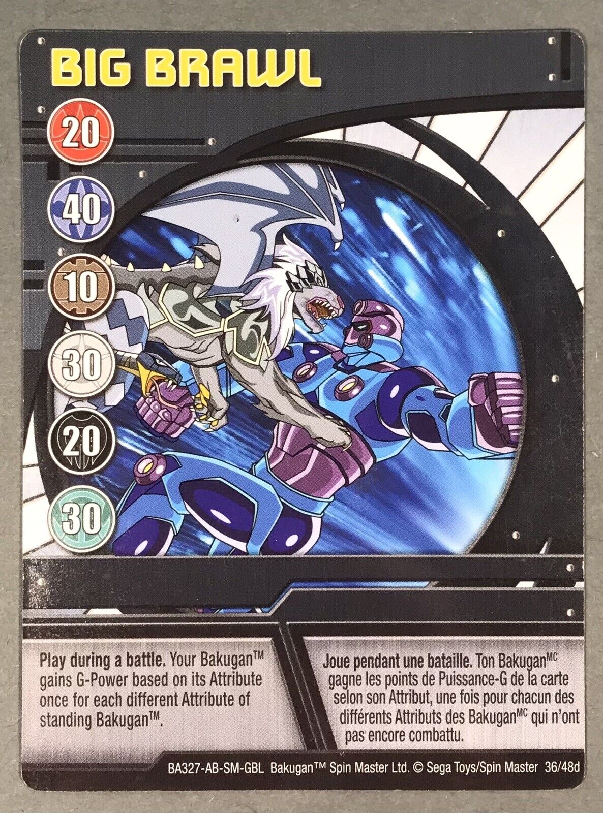 Bakugan Big Brawl Blue Ability Card- BA327 36/48d- Bakugan Battle Brawlers 