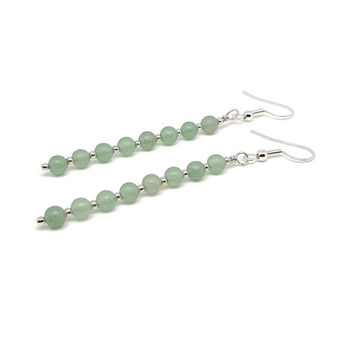Earrings Beaded Crystal Long Dangle Drop Gemstone Chakra Boho Sterling Silver - Picture 87 of 152