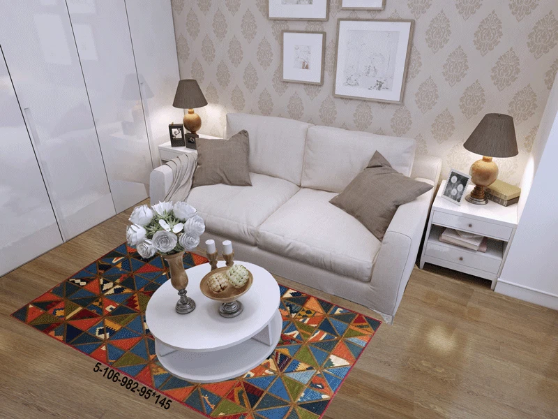 Modern Floor Carpet Mat Rug Handmade Persian Kilim Patchwork Rug Area 5-106 - Image 2 of 4