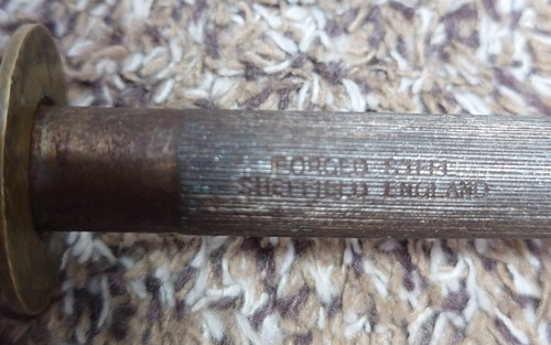 Acero afilado vintage de 12" - protector de latón, mango de madera, anillo colgante - Sheffield - Imagen 7 de 9